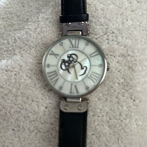 Disney Parks Minnie Mouse Leather Watch by Sutton Mother Of Pearl Face